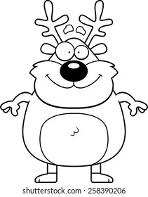 A cartoon illustration of a reindeer looking happy.