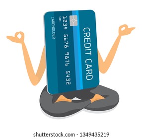 Cartoon illustration of relaxing credit card at yoga