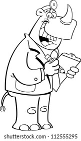 Cartoon Illustration of a Rhino Doctor