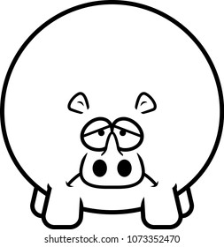 A cartoon illustration of a rhino looking sad.