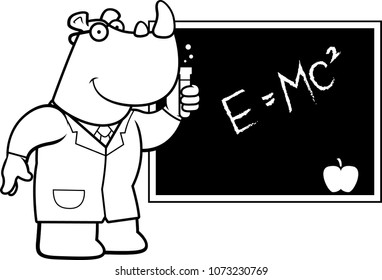 A cartoon illustration of a rhinoceros scientist.