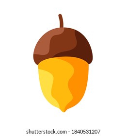 Cartoon illustration of ripe acorn. Autumn plant.