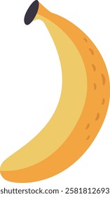 Cartoon illustration of a ripe banana with brown spots showing its ripeness, isolated on a white background, ideal for healthy eating and fruit related projects