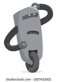 Cartoon illustration of robot in doubt seeking a solution
