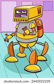 Ilustración de dibujos animados de robot o droide personaje de fantasía cómica