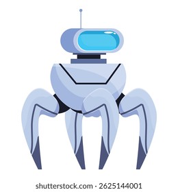 Cartoon illustration of a robot standing on four legs with an antenna on its head