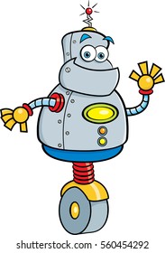 Cartoon illustration of a robot waving.