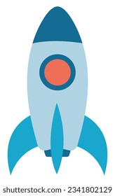 Cartoon illustration of rocket spaceship isolated on white background.
