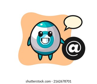 Cartoon Illustration of rocket standing beside the At symbol , cute style design for t shirt, sticker, logo element