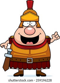 A cartoon illustration of a Roman Centurion with an idea.