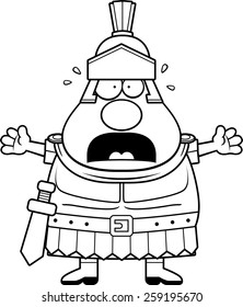 A cartoon illustration of a Roman Centurion looking scared.
