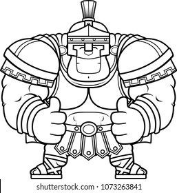 A cartoon illustration of a Roman centurion with thumbs up.