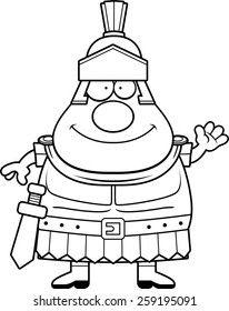 A cartoon illustration of a Roman Centurion waving.