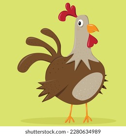 A cartoon illustration of a rooster. 
