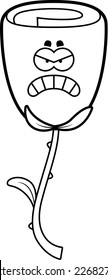 A cartoon illustration of a rose looking angry.