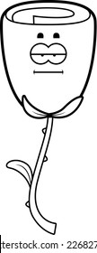 A cartoon illustration of a rose looking calm.