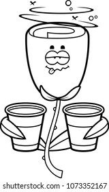 A cartoon illustration of a rose looking drunk.