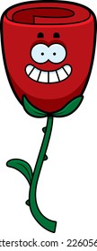 A cartoon illustration of a rose looking happy.