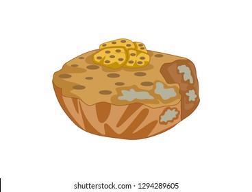 cartoon illustration of rotting food, food isolated on a white background