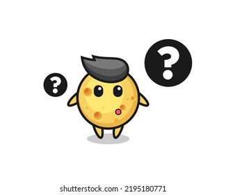 Cartoon Illustration of round cheese with the question mark , cute style design for t shirt, sticker, logo element