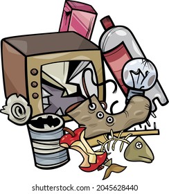 Cartoon Illustration Rubbish Objects Clip Art Stock Vector (Royalty ...