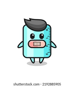 Cartoon Illustration of ruller with tape on mouth , cute style design for t shirt, sticker, logo element