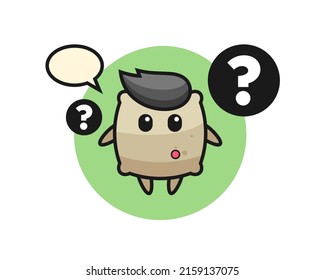 Cartoon Illustration of sack with the question mark , cute style design for t shirt, sticker, logo element