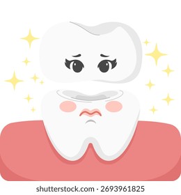 Cartoon-Illustration eines traurigen verfallenen Zahnes