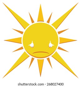 cartoon illustration of sad sun 