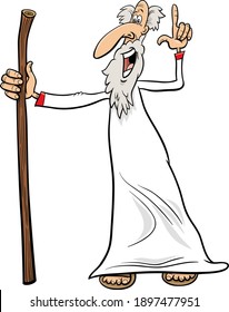 cartoon illustration of sage or prophet or druid comic character