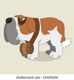 Cartoon illustration of Saint Bernard dog