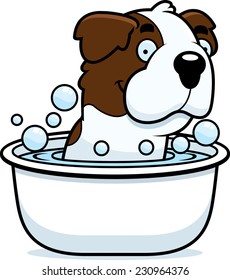 Cartoon Illustration Saint Bernard Taking Bath Stock Vector (Royalty ...