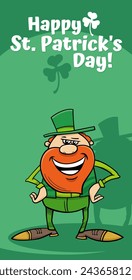 Cartoon illustration of Saint Patrick Day design with funny Leprechaun character