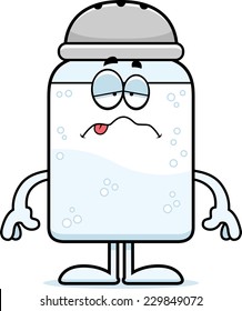 A cartoon illustration of a salt shaker looking sick.