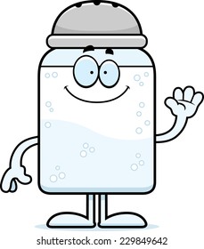 A Cartoon Illustration Of A Salt Shaker Waving.