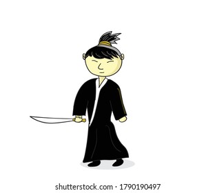 cartoon illustration of a samurai