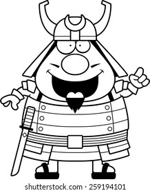 A cartoon illustration of a samurai with an idea.