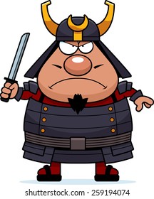 A cartoon illustration of a samurai looking angry.