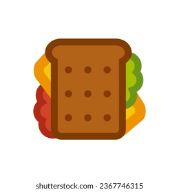  Cartoon illustration of Sandwich. Vector illustration isolated on dark background. Cartoon illustration. For poster, cover, fllyer, banner, template, greeting card.