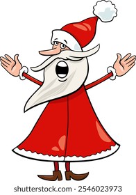 Ilustración de dibujos animados del personaje de Santa Claus cantando un villancico en el tiempo de Navidades