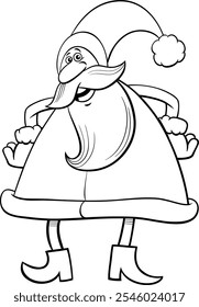 Cartoon illustration of Santa Claus character on Christmas time coloring page