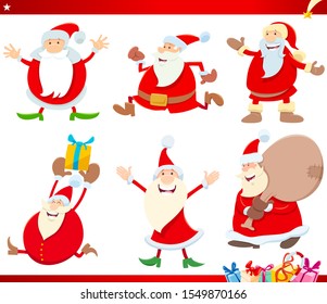 Cartoon Illustration of Santa Claus Characters with Presents on Christmas Time Set