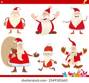 Cartoon Illustration von Santa Claus Zeichen auf Weihnachten Zeit Clip Art Set