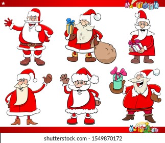 Cartoon Illustration of Santa Claus Christmas Holidays Characters Set