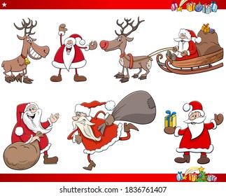 Cartoon Illustration of Santa Claus Christmas Holidays Characters Set