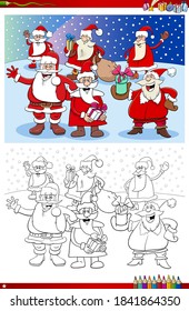 Cartoon Illustration von Weihnachtsfiguren Malbuchseite