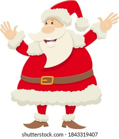 Cartoon illustration of Santa Claus comic character celebrating Christmas time