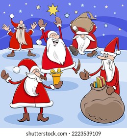 Cartoon-Illustration von Comic-Figuren des Weihnachtsmannes