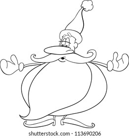 Cartoon Illustration of Santa Claus or Father Christmas or Papa Noel for Coloring Book or Page