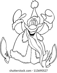 Cartoon Illustration of Santa Claus or Father Christmas or Papa Noel for Coloring Book or Page